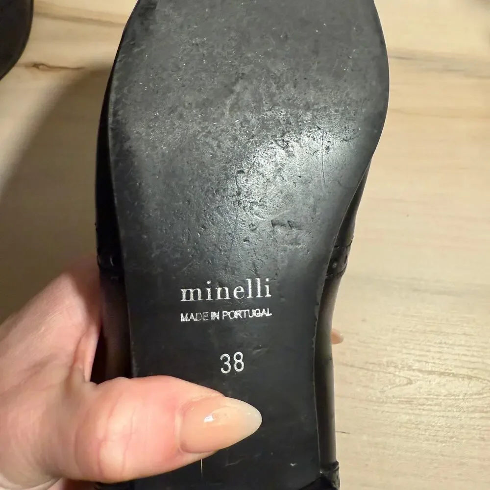 Minelli Made in Portugal Black Loafers - Great Condition! Size 7/5 US 38 Eur